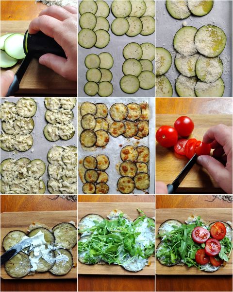 preparación de las tostadas de berenjena