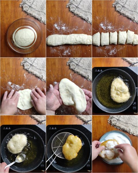 preparación de los buñuelos del parque de atracciones sin levadura