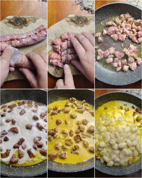 preparación de los gnocchi a la monzese