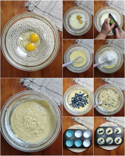 preparación de los muffins de arándanos y lima