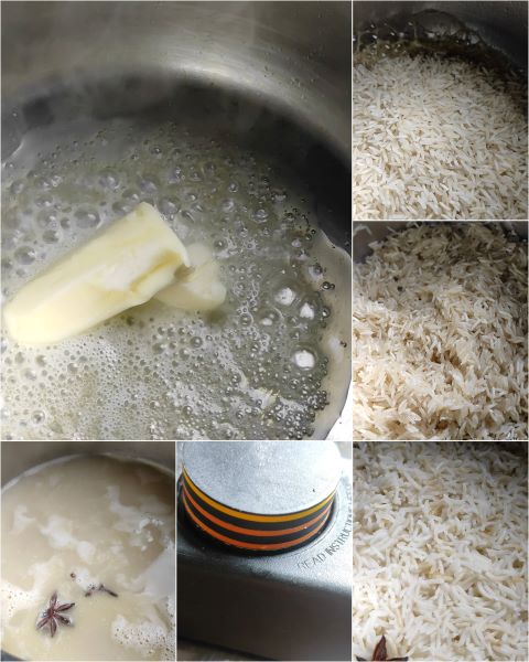 preparación de arroz pilaf en olla a presión