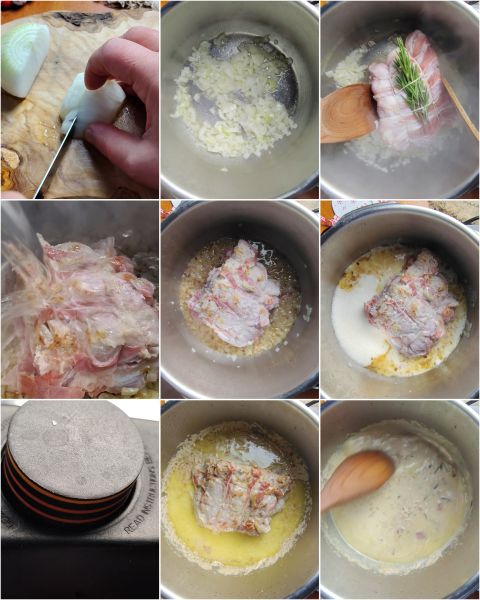 preparación del asado a la crema en olla a presión