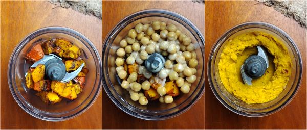 preparación del hummus de calabaza