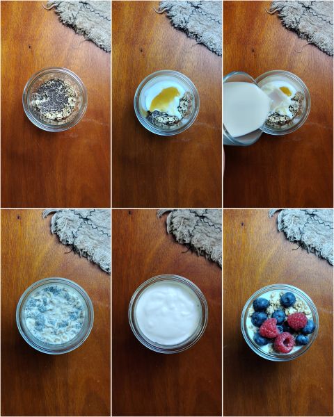 preparación del porridge frío con yogur