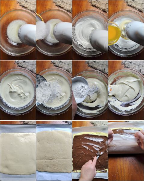 preparación del rollo de chocolate