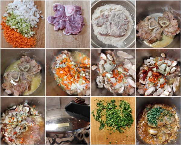 preparación de los ossobucos con setas