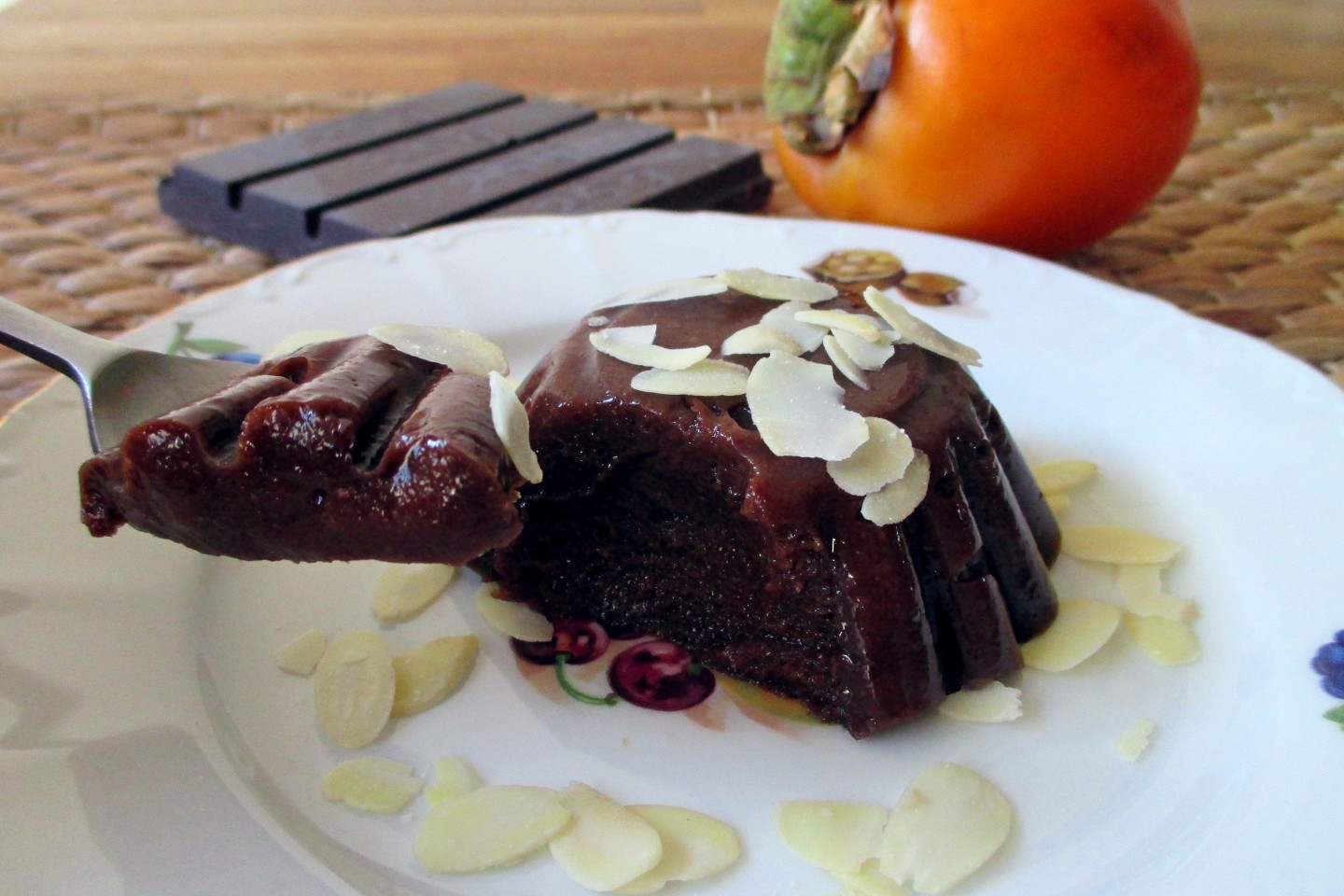 Pudin de caqui y cacao