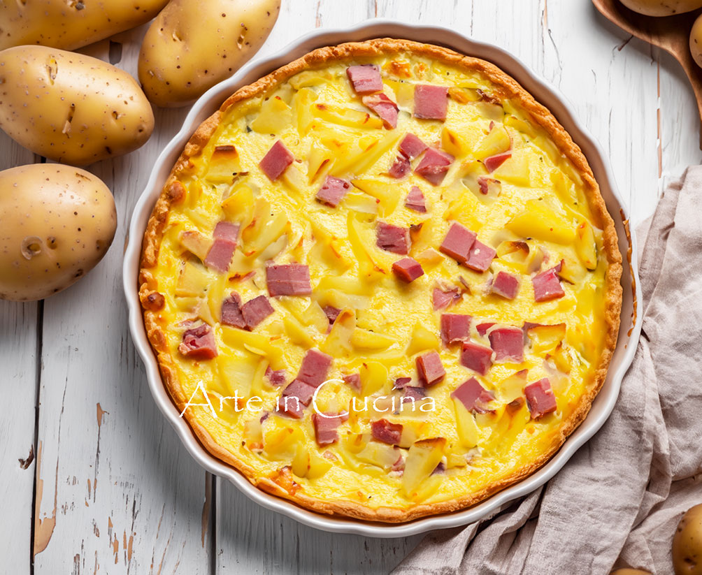 Quiche patatas y jamón con hojaldre