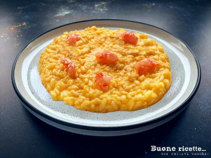 Risotto de calabaza y gambas