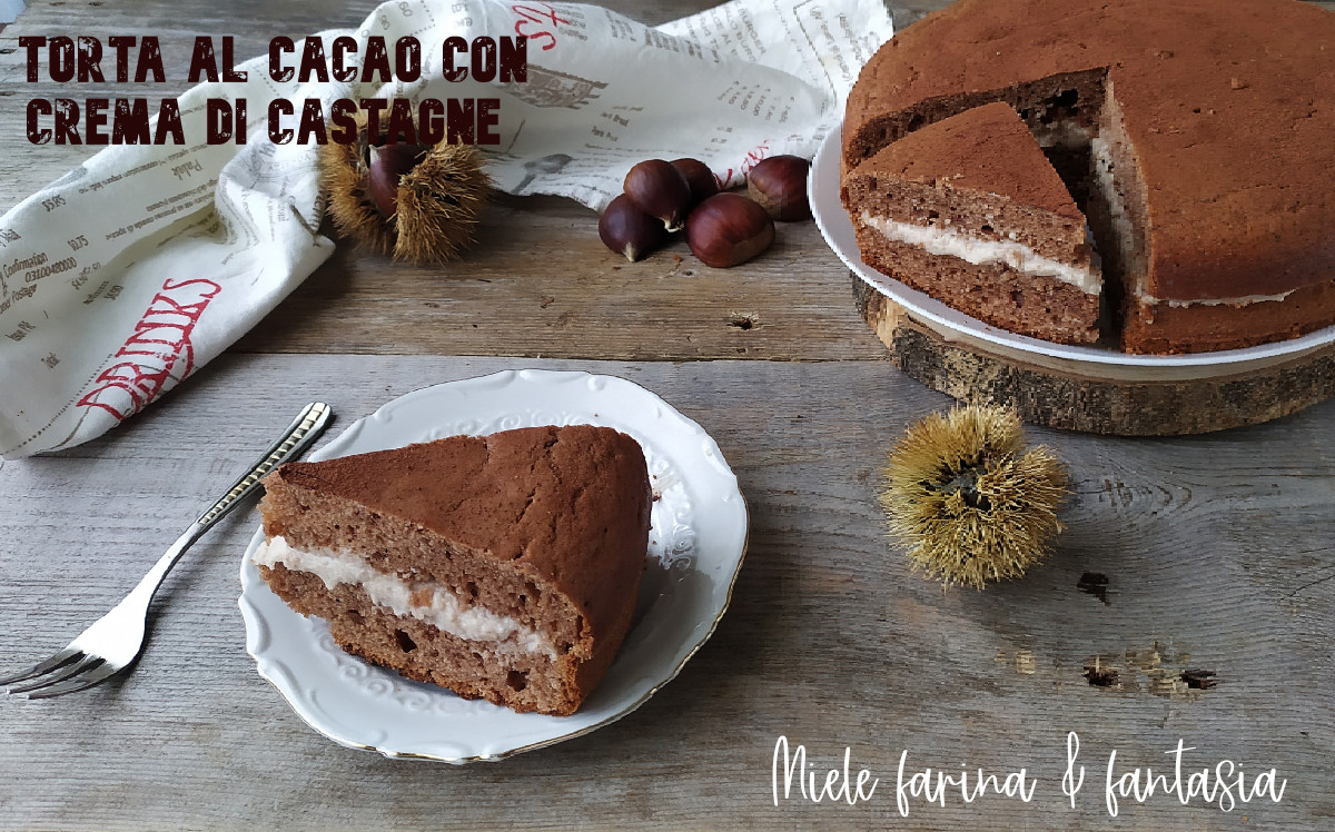 Tarta de cacao con crema de castañas