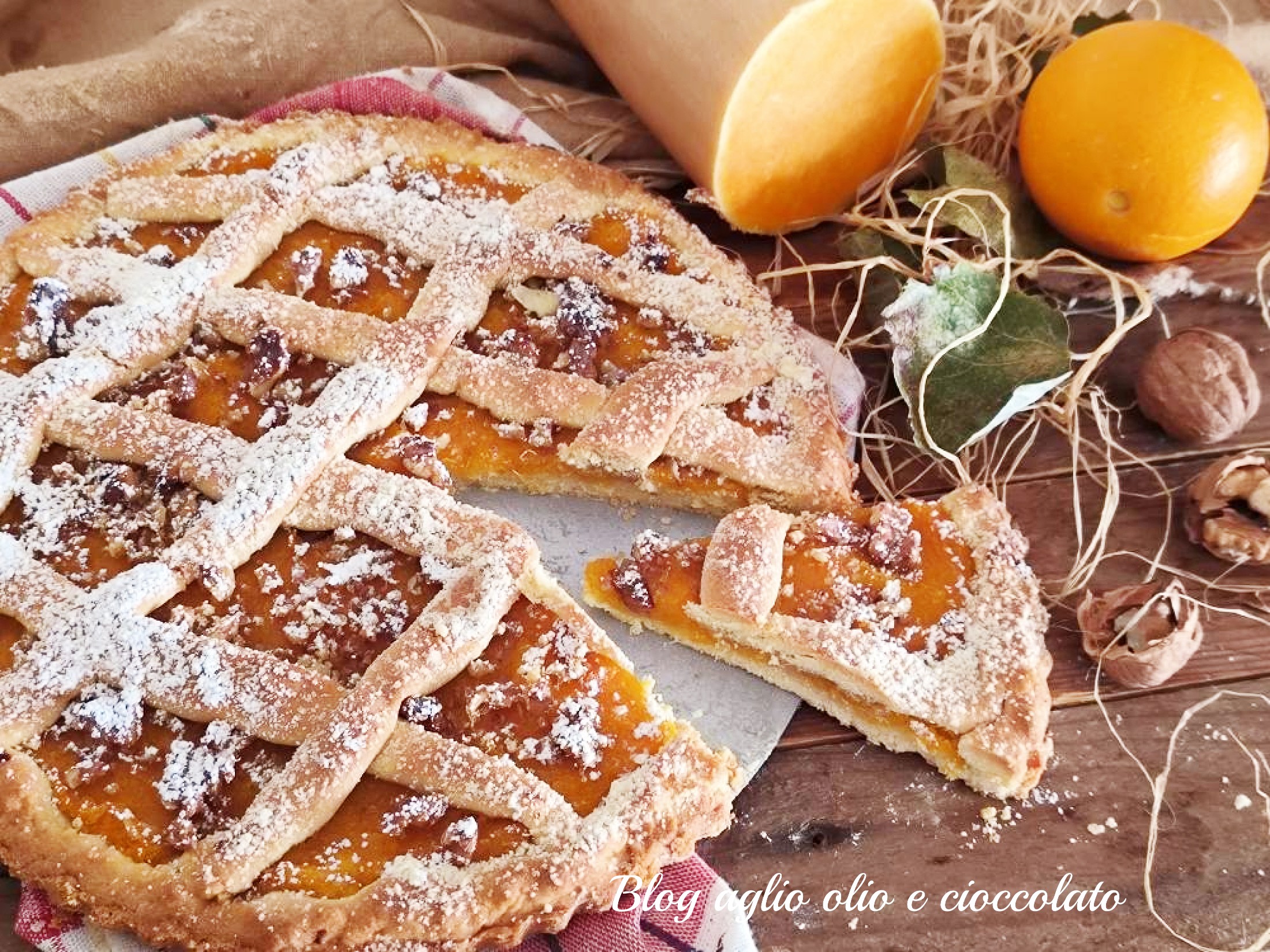 TARTA CON MASA QUEBRADA MONTADA Y CREMA DE CALABAZA, NARANJA Y NUECES