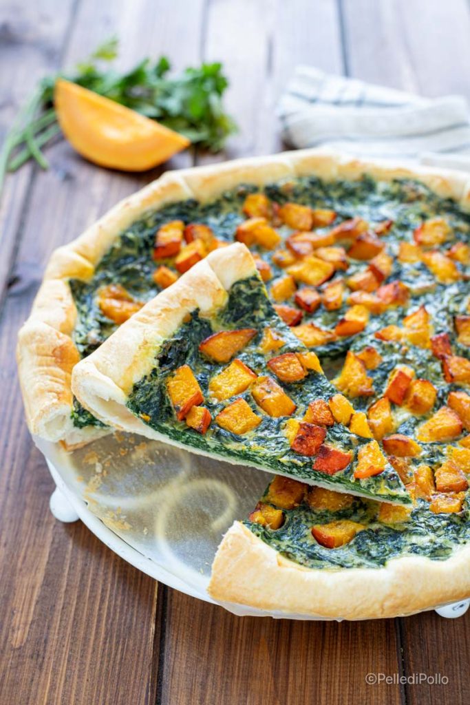 tarta de hojaldre con espinacas y calabaza