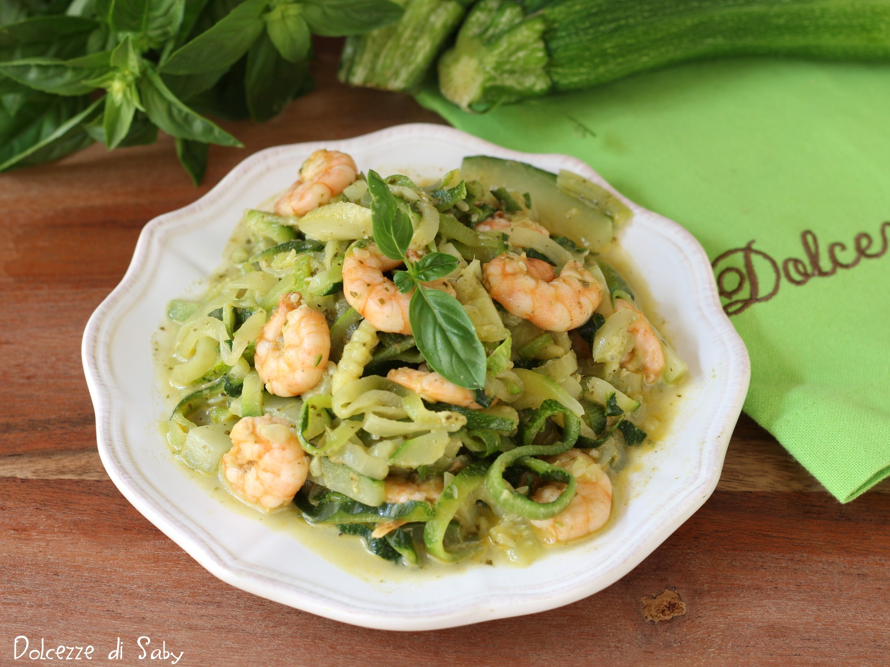 Zoodles con gambas