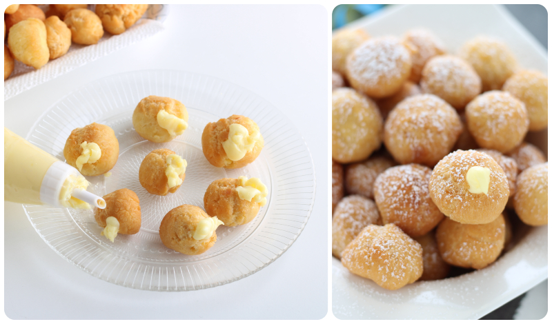 castañuelas al ron con crema pastelera