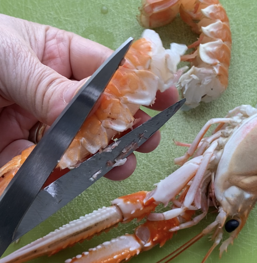 Cortar el langostino