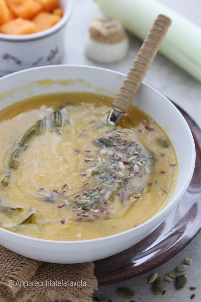 crema de calabaza y puerros