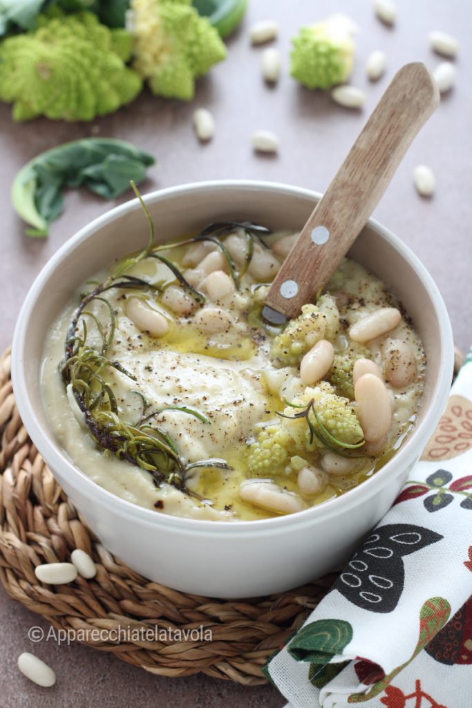 crema de romanesco y judías cannellini