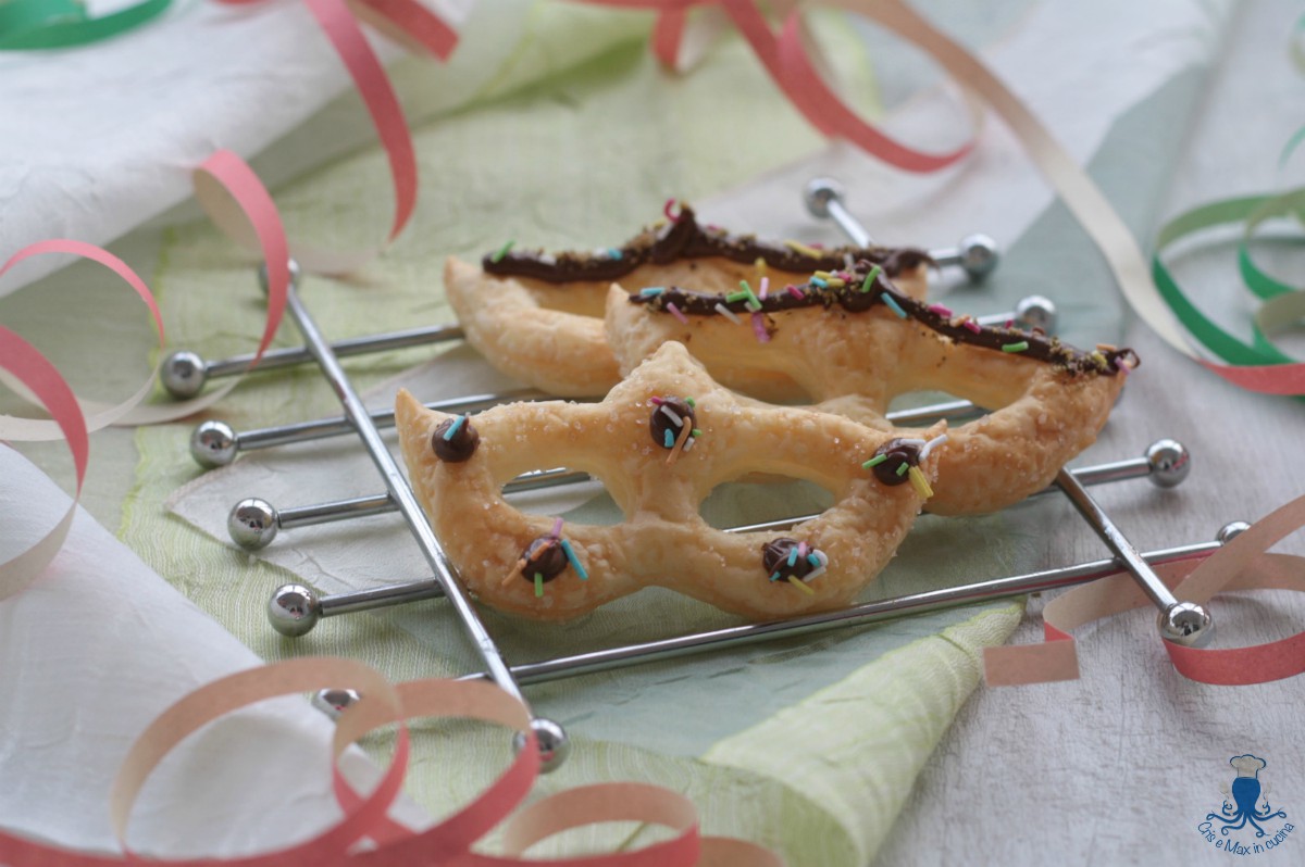 Máscaras de hojaldre con nutella, receta de Carnaval
