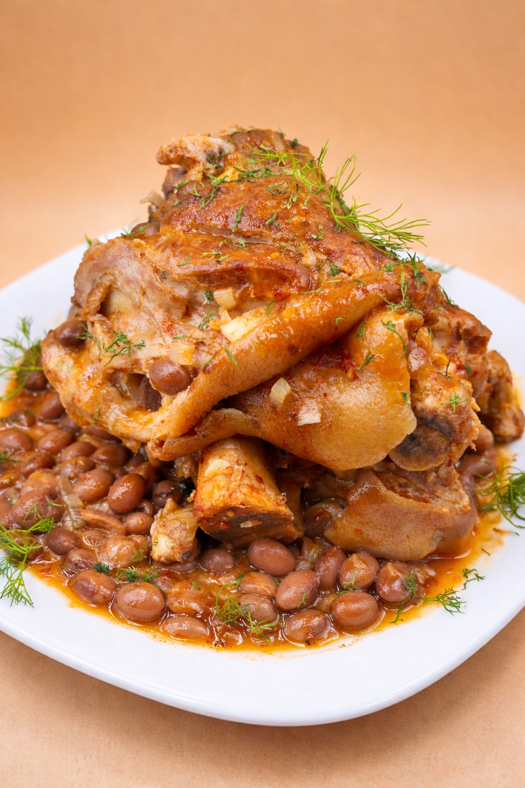 Codillo de cerdo ahumado con frijoles