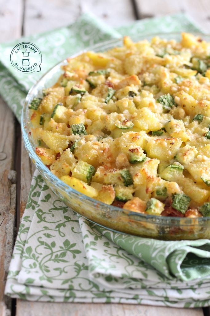 Gratén de patatas y calabacines al microondas