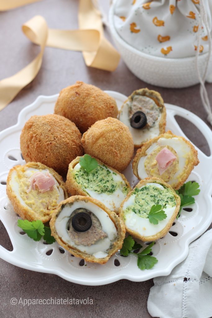 huevos cocidos fritos rellenos