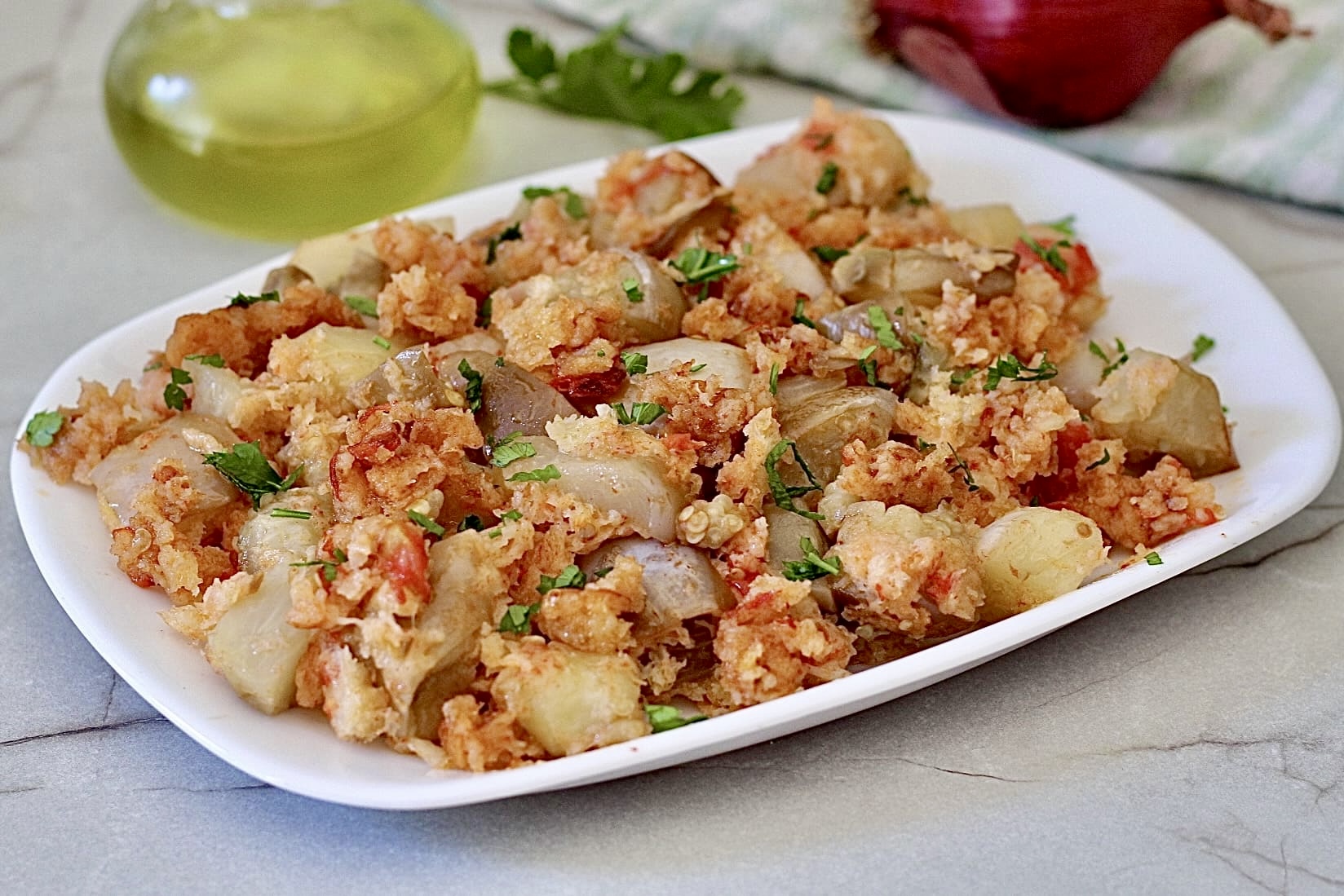 Berenjenas con migas EN SARTÉN a la siciliana.