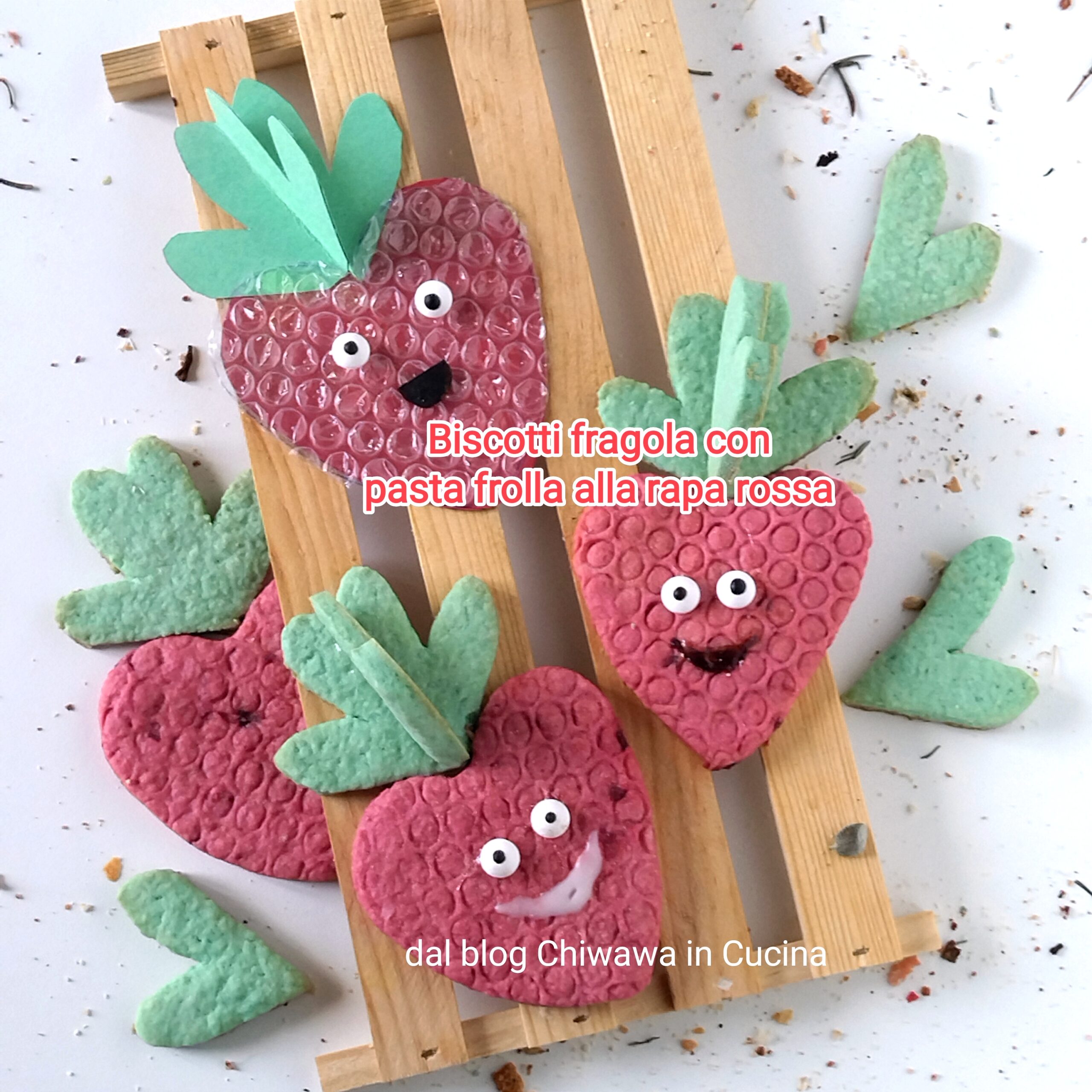 Galletas de fresa con masa quebrada de remolacha