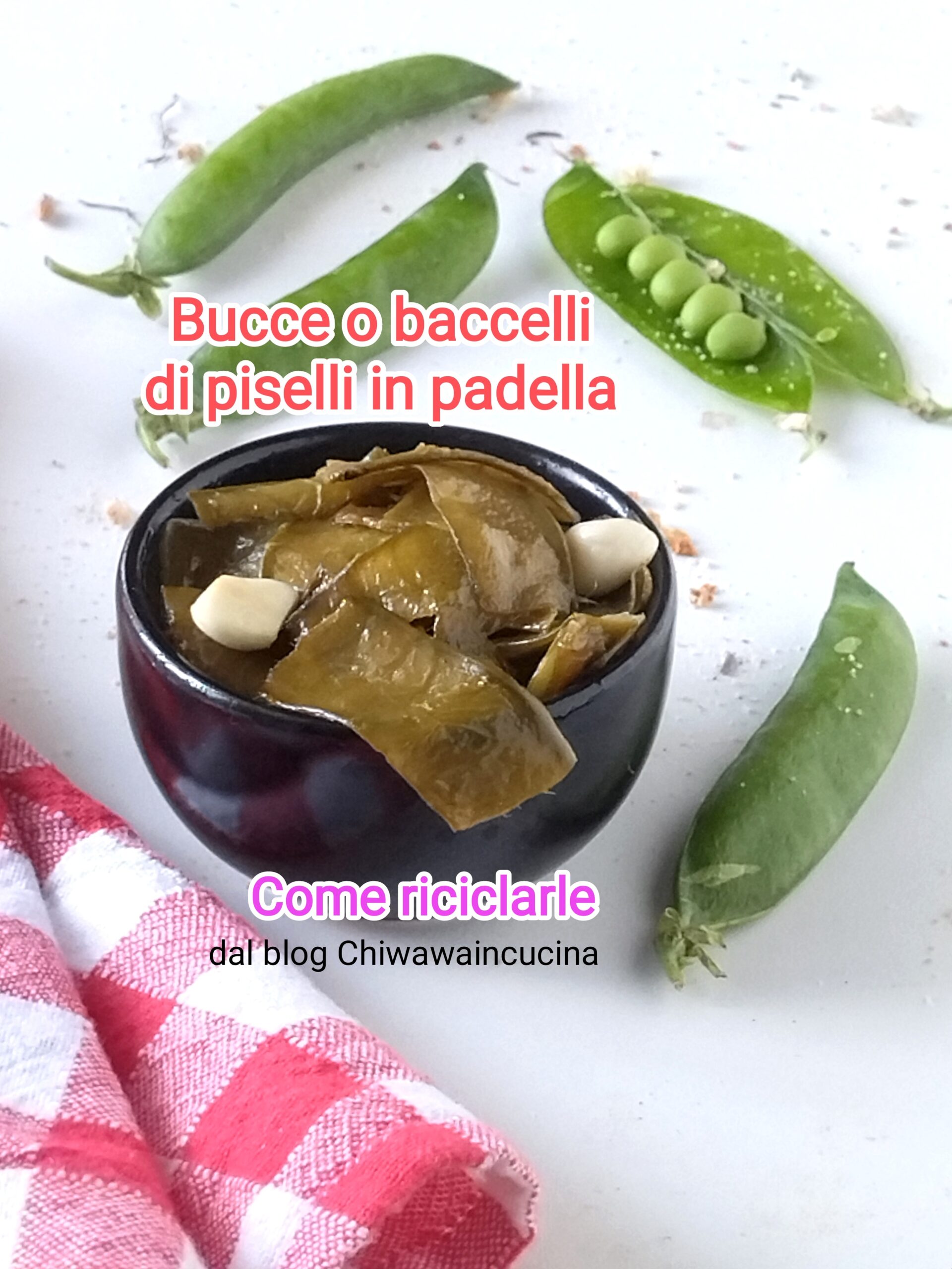 Cáscaras o vainas de guisantes en sartén