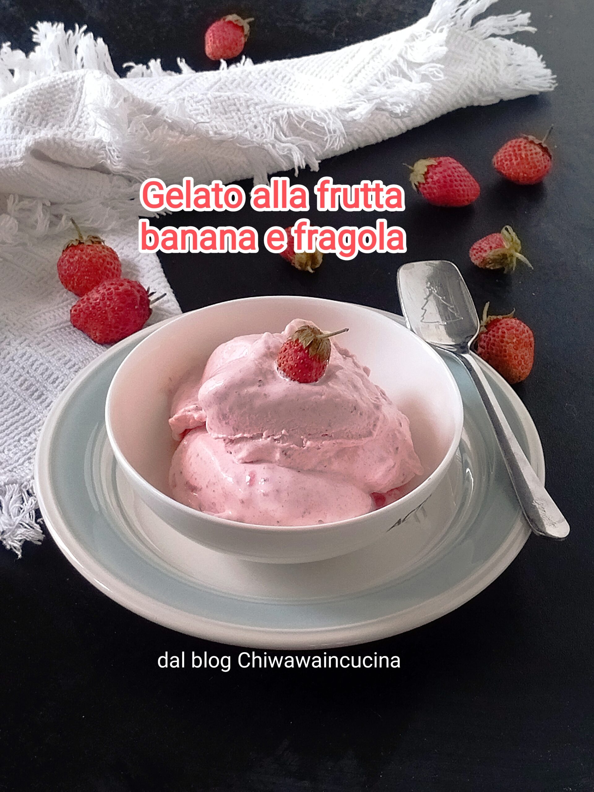 Helado de frutas con plátano y fresa