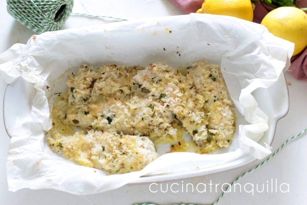 Filete de cabracho gratinado al limón