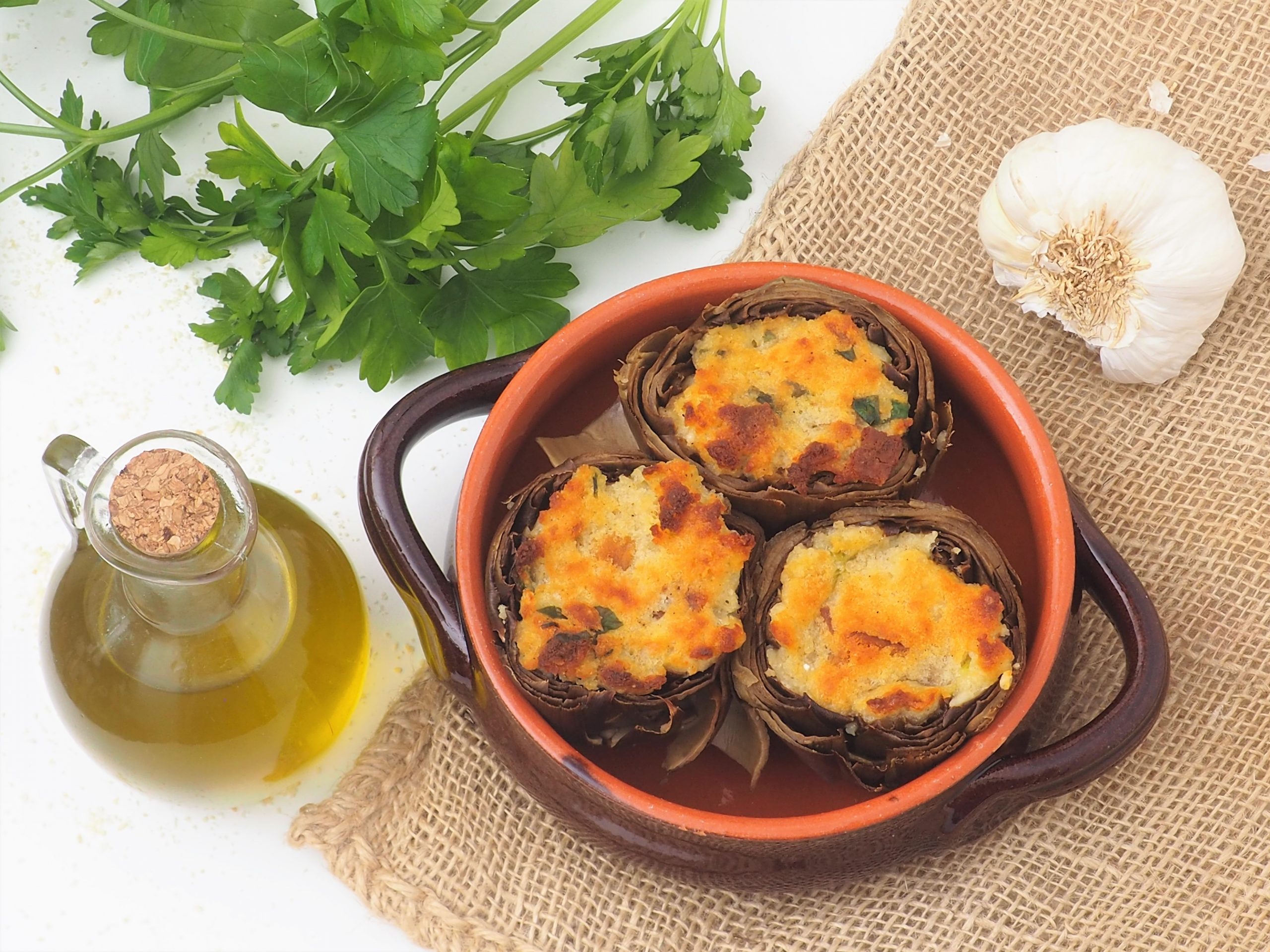 Alcachofas rellenas sin carne