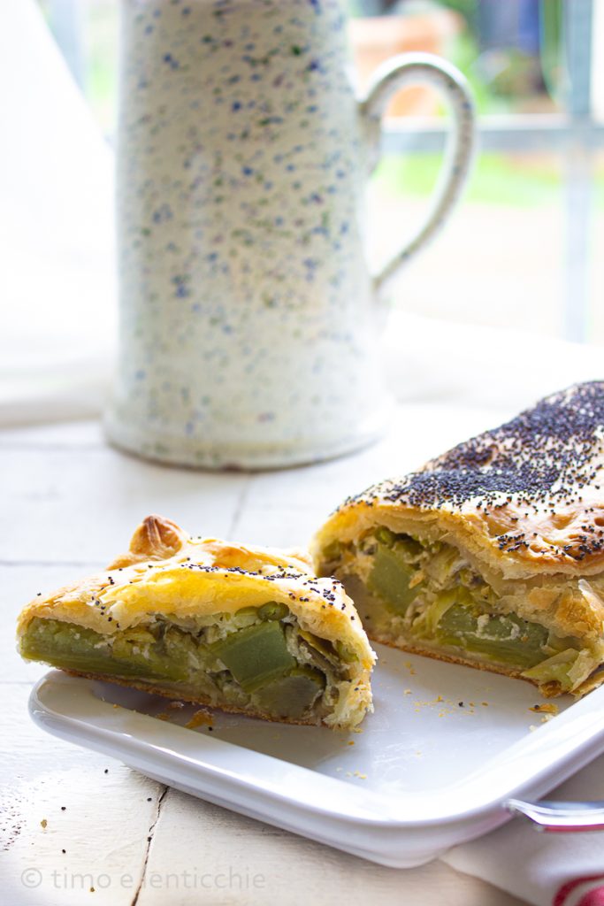 Strudel de alcachofas y patatas