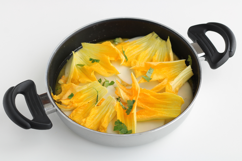 tortilla con flores de calabacín