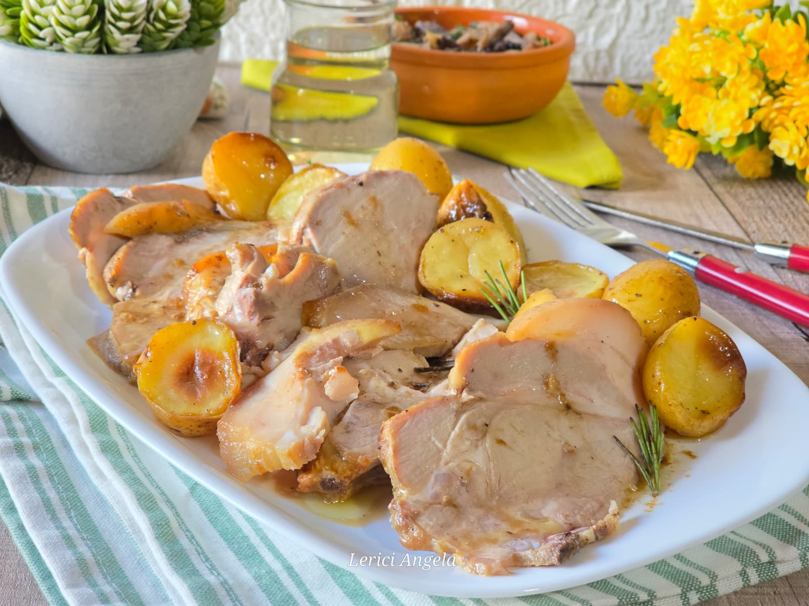 Porchetta con patatas nuevas