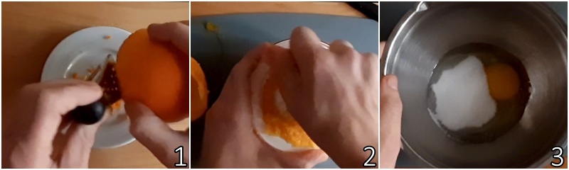 a. rallar la cáscara de naranja y exprimir su jugo