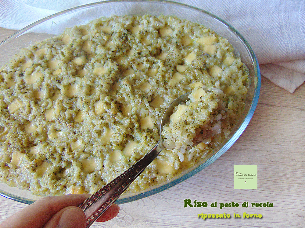 arroz al pesto de rúcula