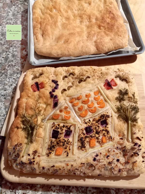 bread art focaccia con casita