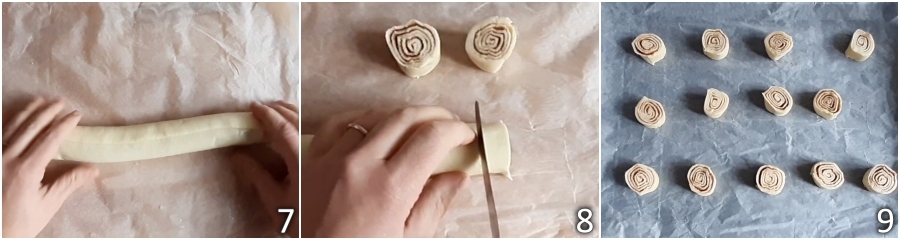 c. tagliare il rotolo di pasta sfoglia e tagliarla a fette