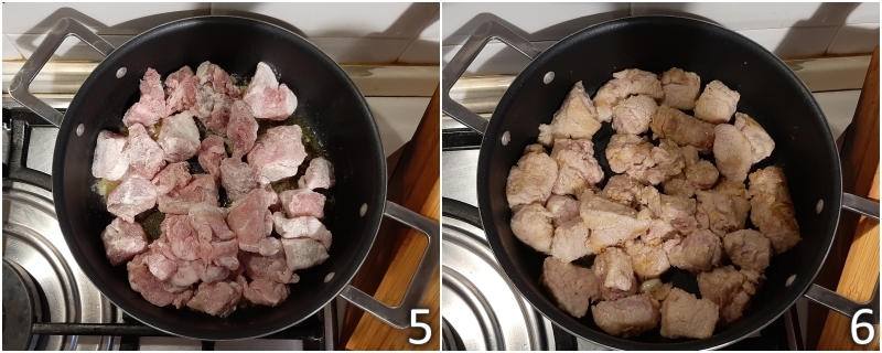 c. dorar la carne de ternera hasta que esté bien colorida por todos los lados