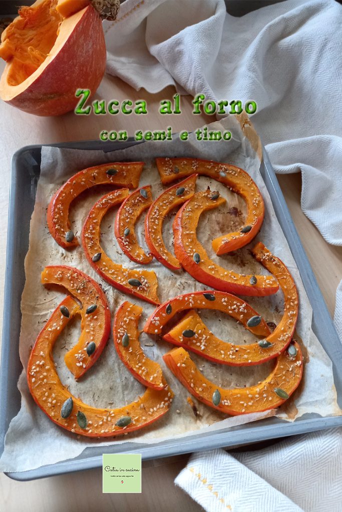 calabaza al horno gratinada con semillas y tomillo