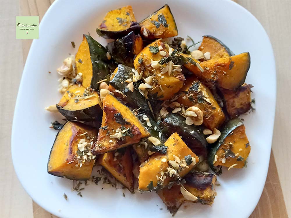 Calabaza verde con avellanas (en freidora de aire)