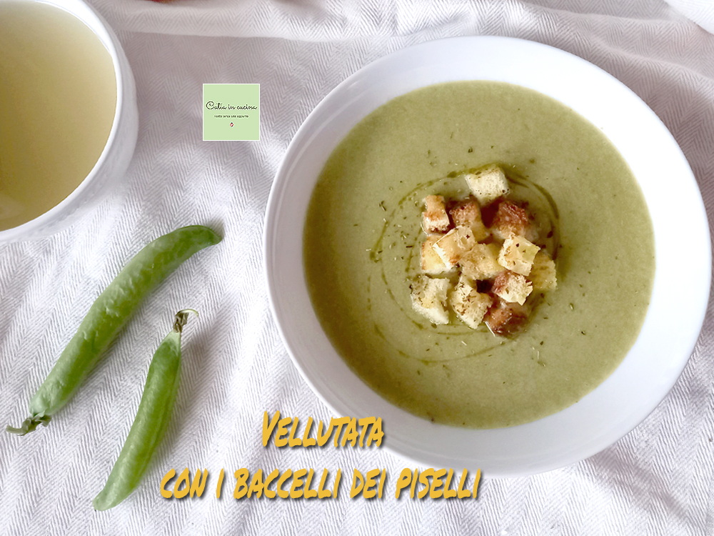 crema con las vainas de guisantes