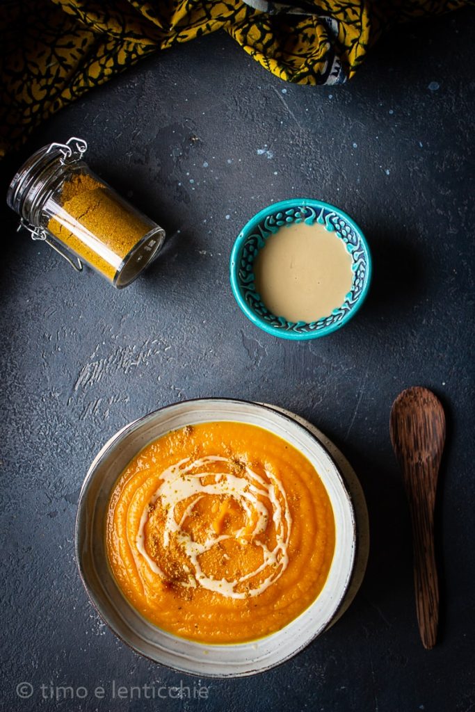 Crema de calabaza y tahina tahin tahini
