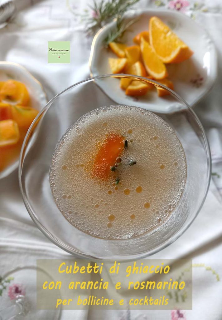 cubitos de hielo con naranja y romero cava