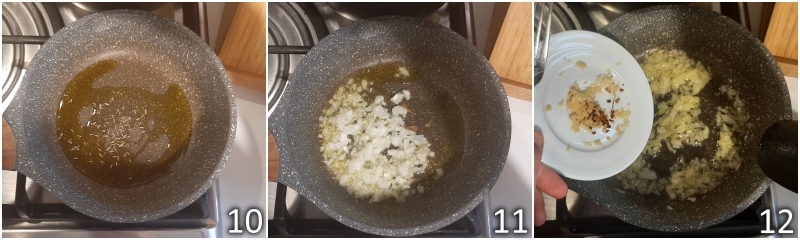 d. sofreír el comino con ajo, cebolla y jengibre