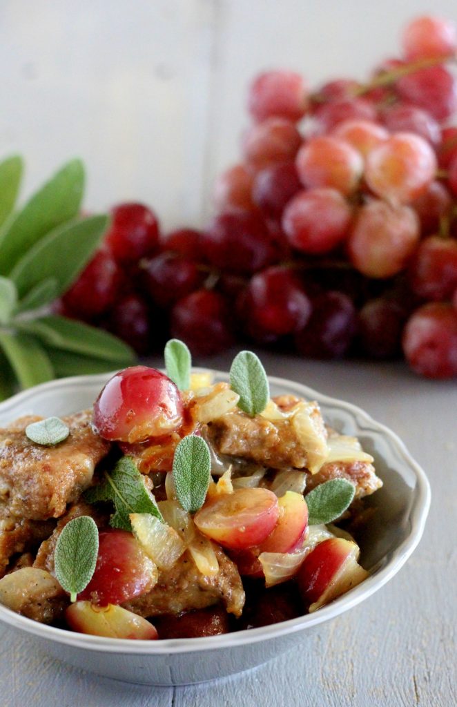 Hígado de ternera con uvas