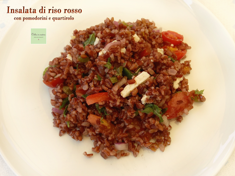 ensalada de arroz rojo con tomates cherry y quartirolo