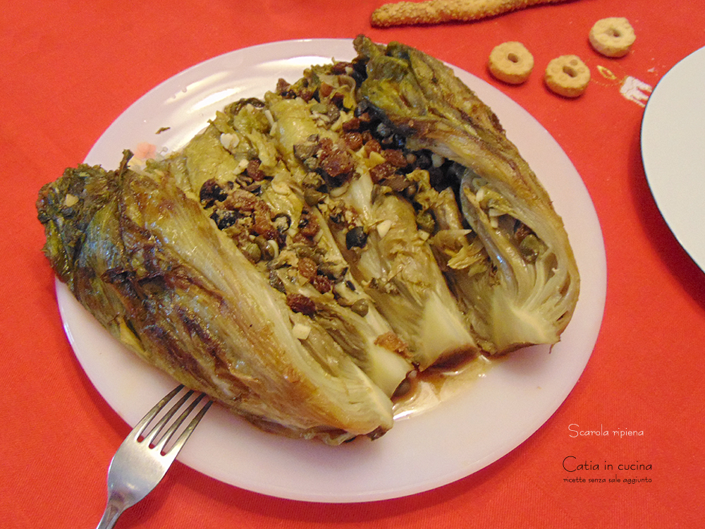 Escarola rellena. Receta no-original.