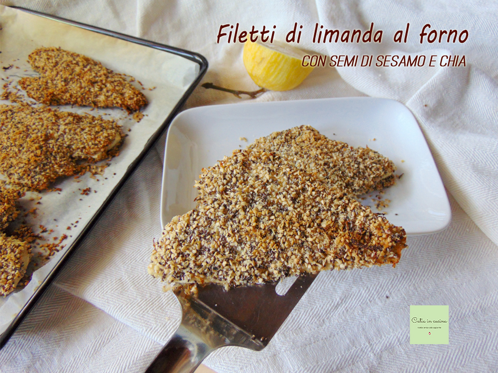 Filetes de platija al horno con semillas de sésamo y chía