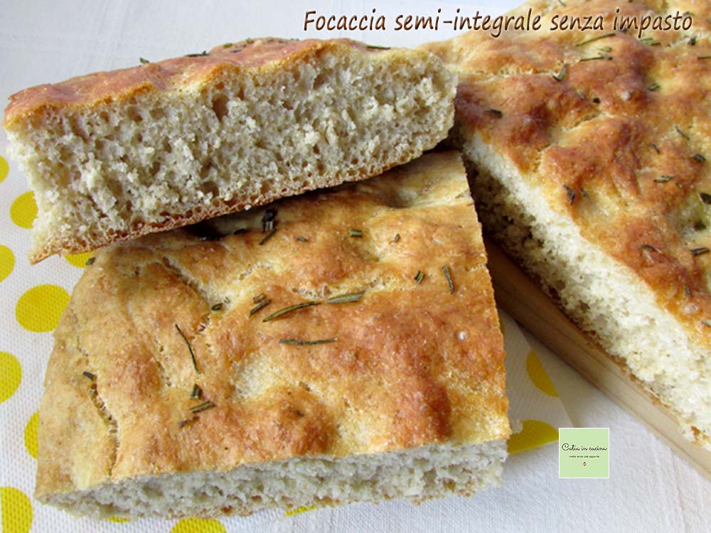 Focaccia semi-integral sin amasado
